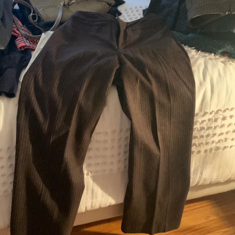 Brown winter wool pants with pinstripe
